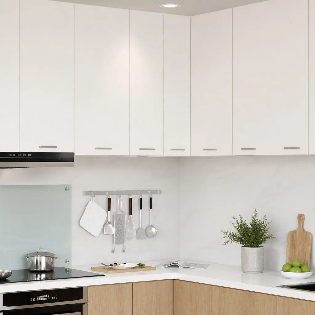 Hanging Kitchen Cabinet White Modern Storage Engineered Wood 57x57x100cm