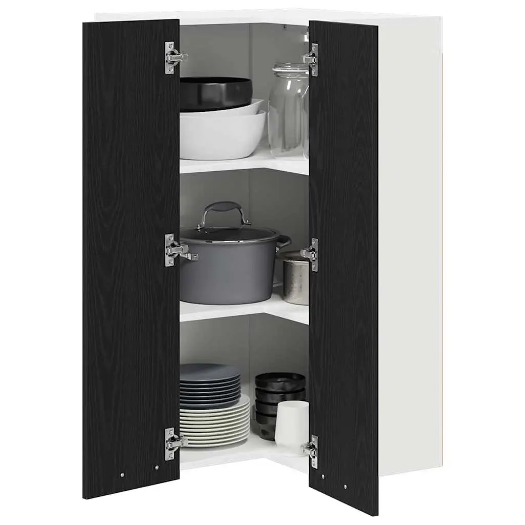 Hanging Kitchen Cabinet Engineered Wood 57x57x100cm Black Oak White