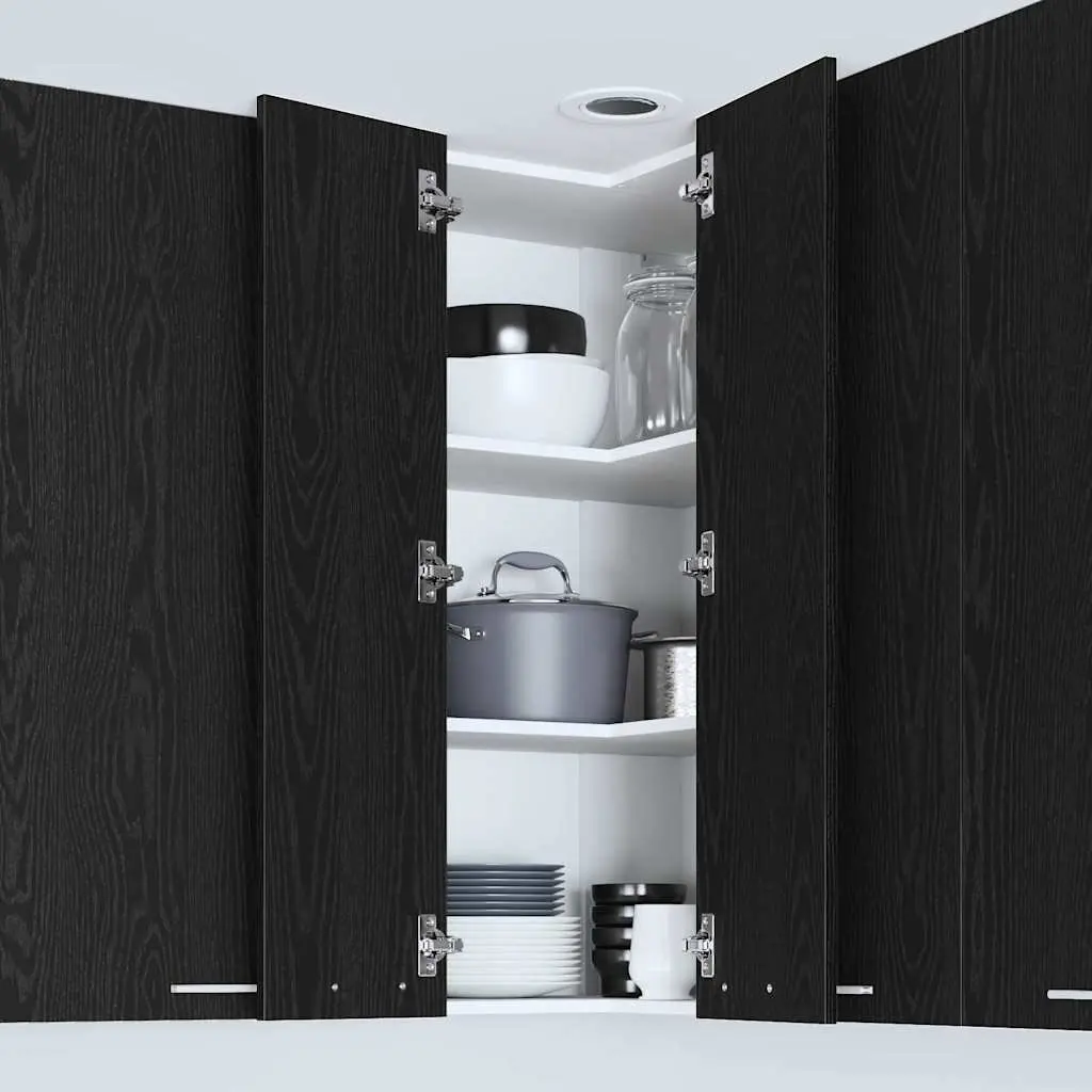 Hanging Kitchen Cabinet Engineered Wood 57x57x100cm Black Oak White