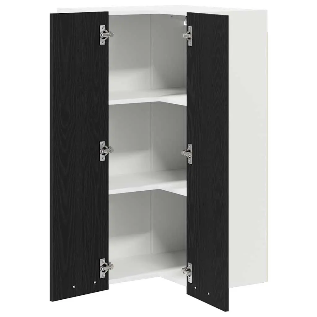 Hanging Kitchen Cabinet Engineered Wood 57x57x100cm Black Oak White