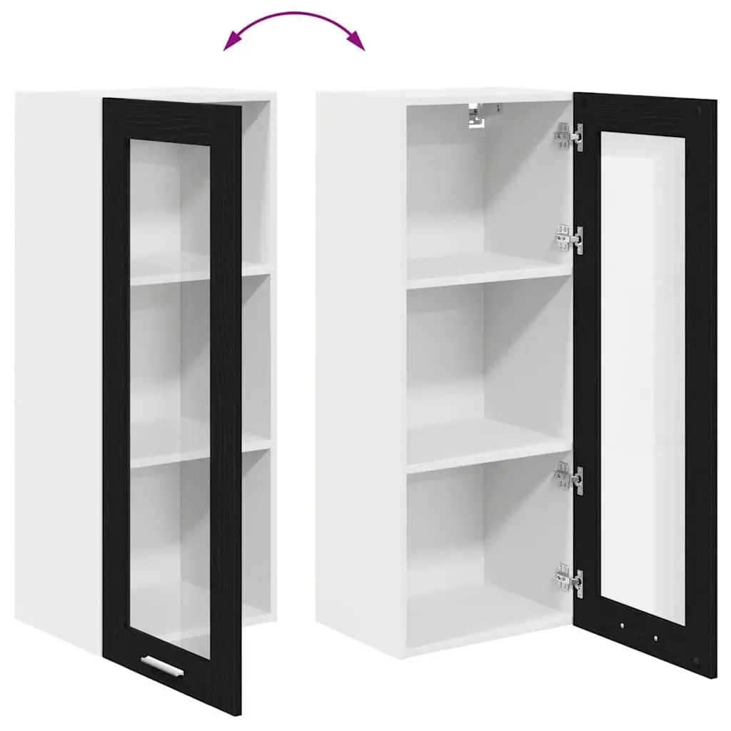Hanging Kitchen Cabinet Black Oak 40 x 31 x 100 cm Storage Cupboard Modern