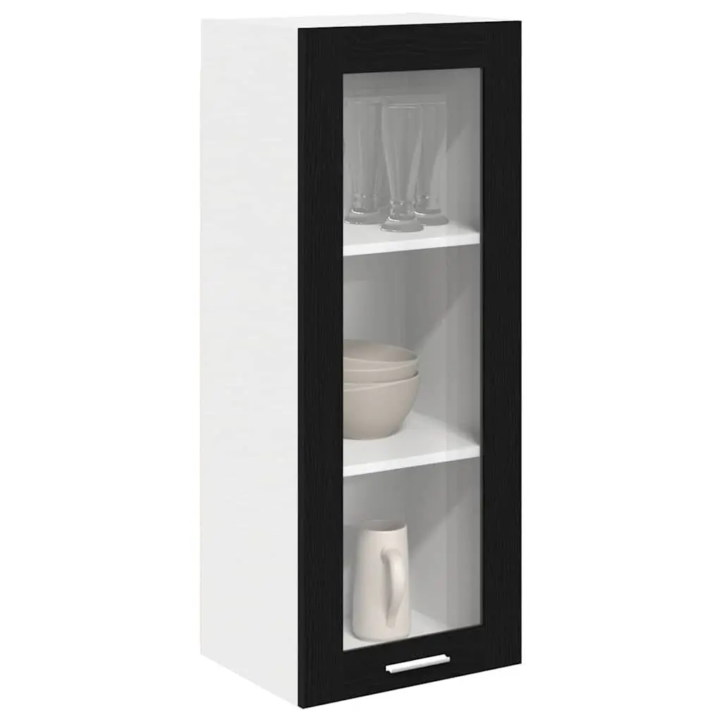 Hanging Kitchen Cabinet Black Oak 40 x 31 x 100 cm Storage Cupboard Modern