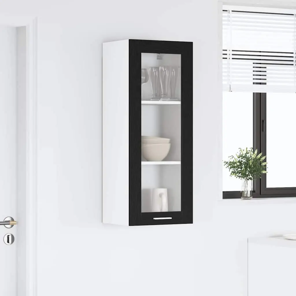 Hanging Kitchen Cabinet Black Oak 40 x 31 x 100 cm Storage Cupboard Modern
