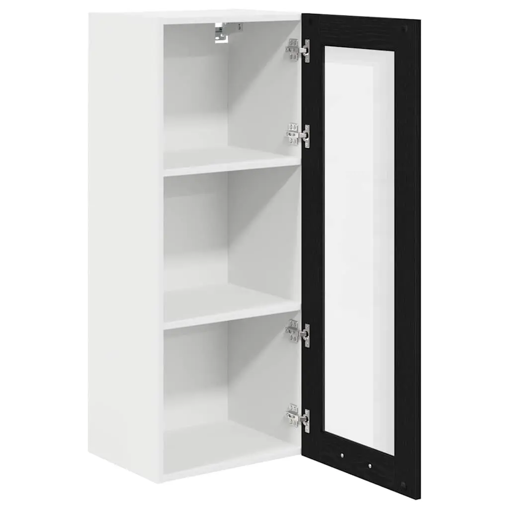 Hanging Kitchen Cabinet Black Oak 40 x 31 x 100 cm Storage Cupboard Modern