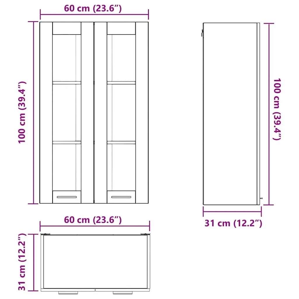 Hanging Cabinet Engineered Wood 60 x 31 x 100 cm White