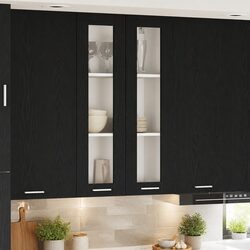 Black Oak Hanging Kitchen Cabinet 60x31x100cm Modern Design