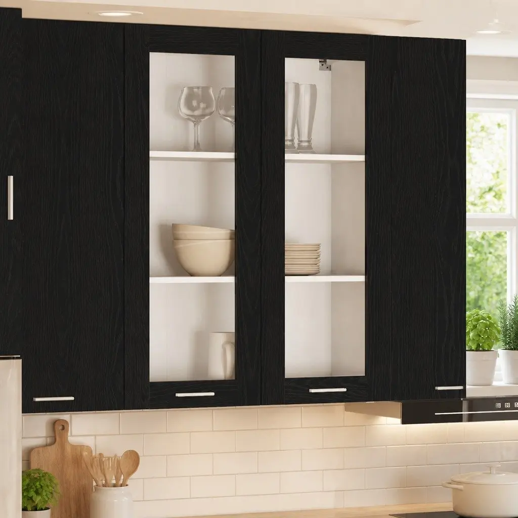 Hanging Kitchen Cabinet in Black Oak Finish