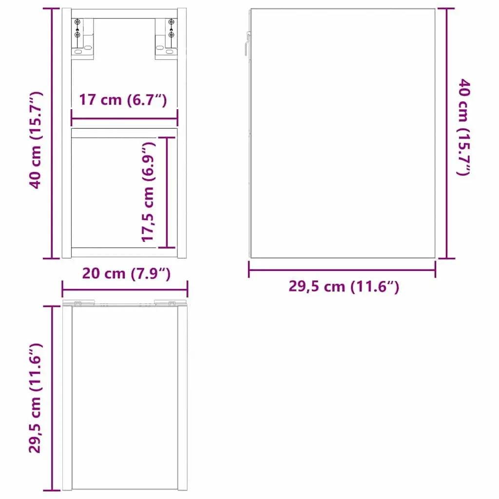 Hanging Kitchen Cabinet Engineered Wood Black Oak 20x29.5x40cm