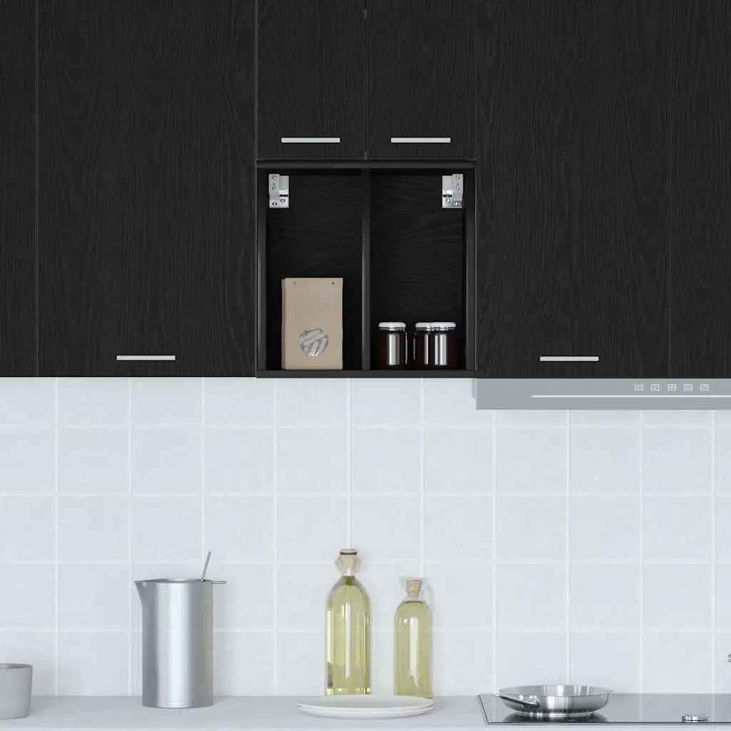Black Oak Hanging Kitchen Cabinet for Storage