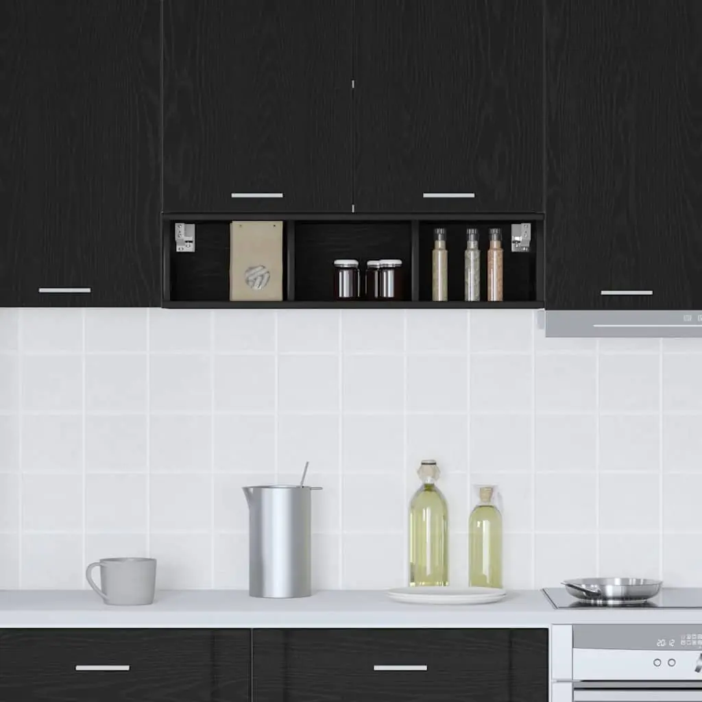 Hanging Kitchen Cabinet Black Oak Modern Storage Engineered Wood 20 x 29.5 x