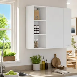 White Engineered Wood Hanging Kitchen Cabinet 30 x 29.5 x 80 cm