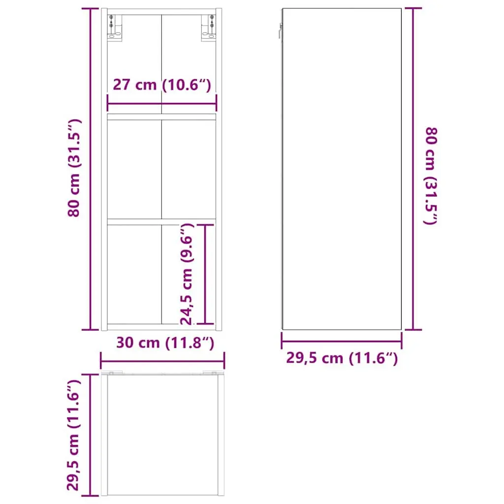 Black Oak Engineered Wood Hanging Kitchen Cabinet