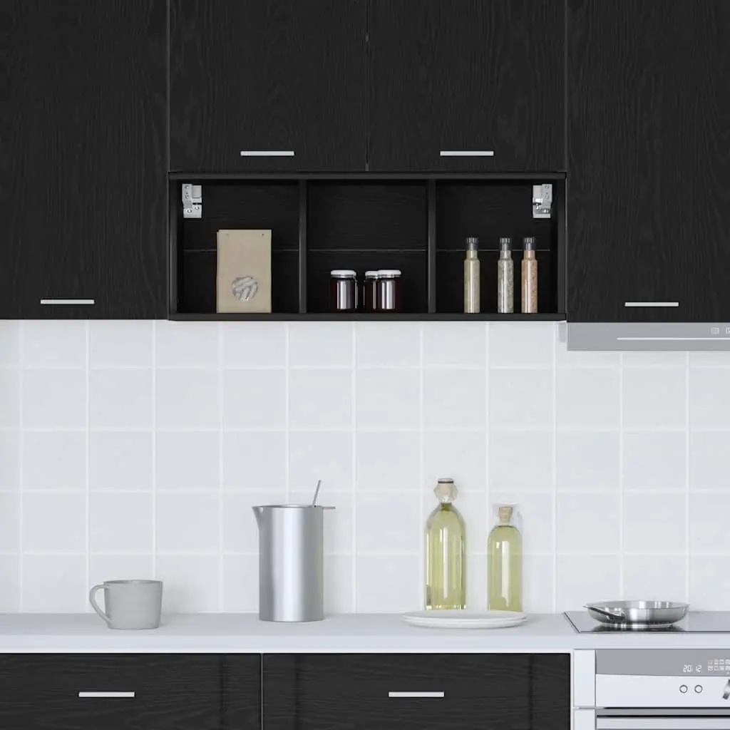 Black Oak Engineered Wood Hanging Kitchen Cabinet