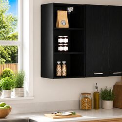 Black Oak Modern Hanging Kitchen Cabinet for Storage