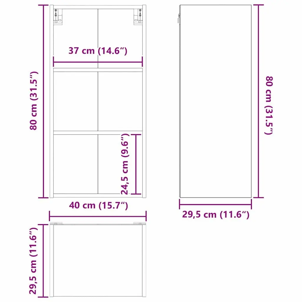 Black Oak Modern Hanging Kitchen Cabinet for Storage