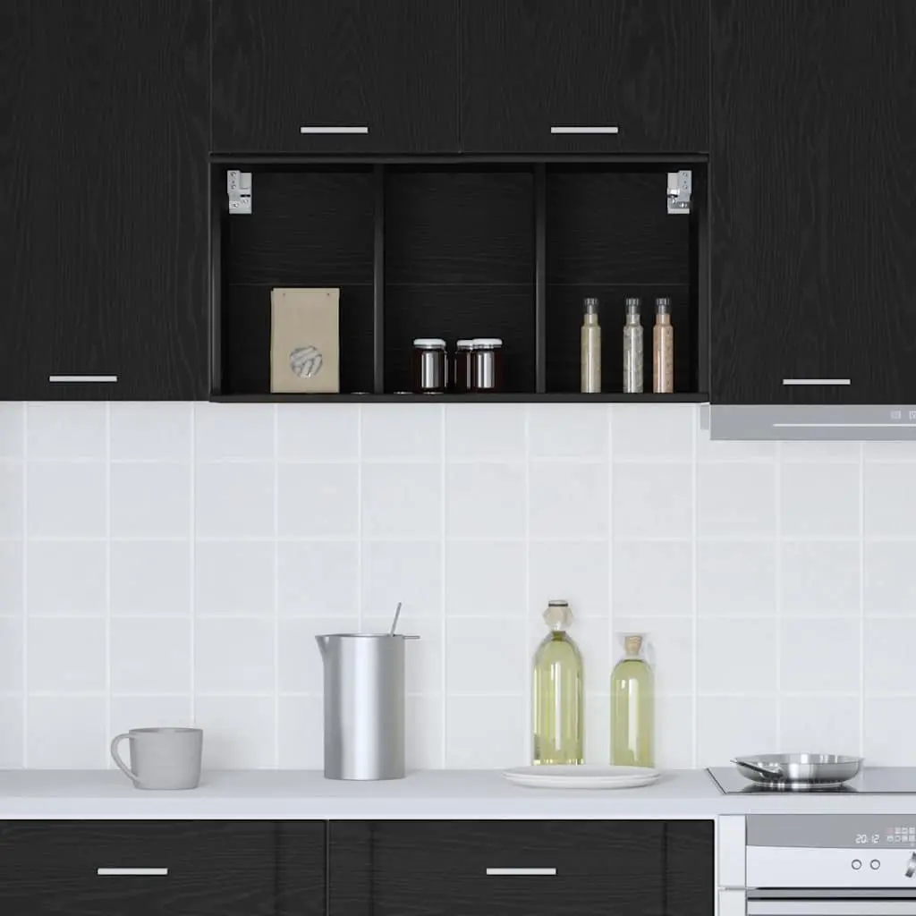 Black Oak Modern Hanging Kitchen Cabinet for Storage