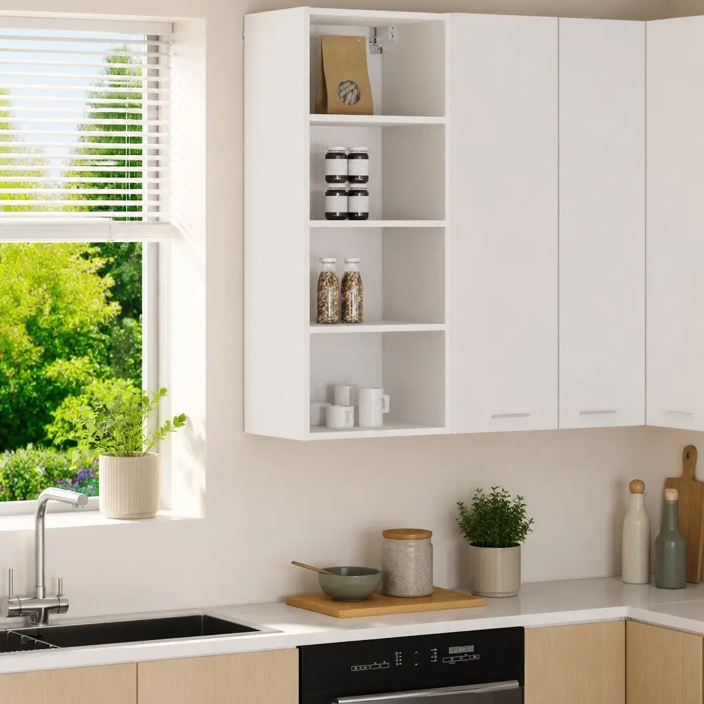 Wall-Mounted Kitchen Storage Cabinet in White