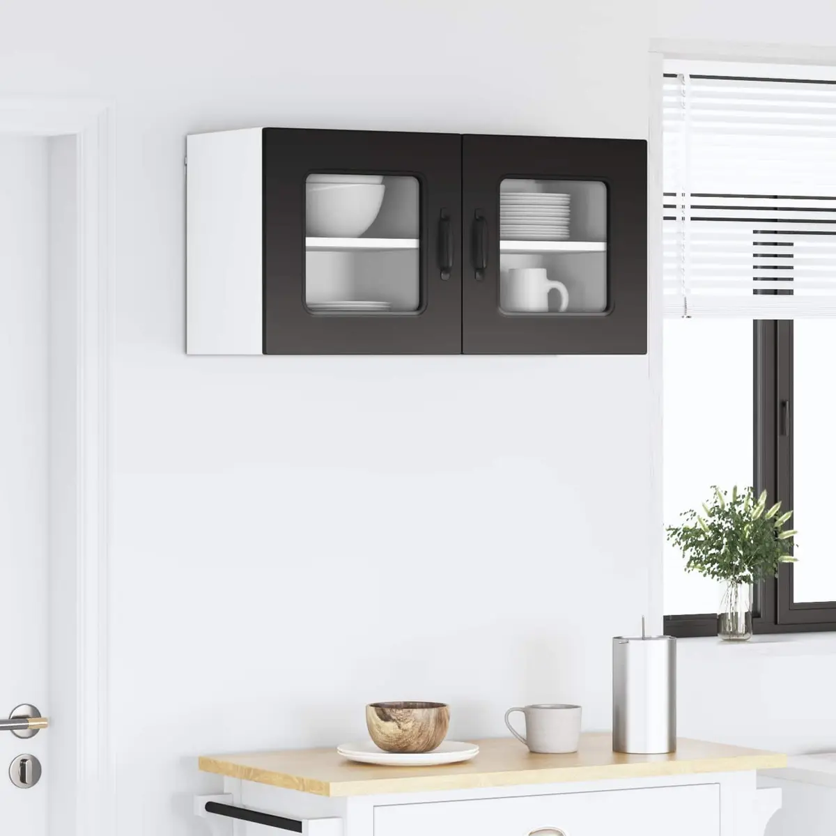 Engineered Wood Black Kitchen Cabinet Panel for Storage