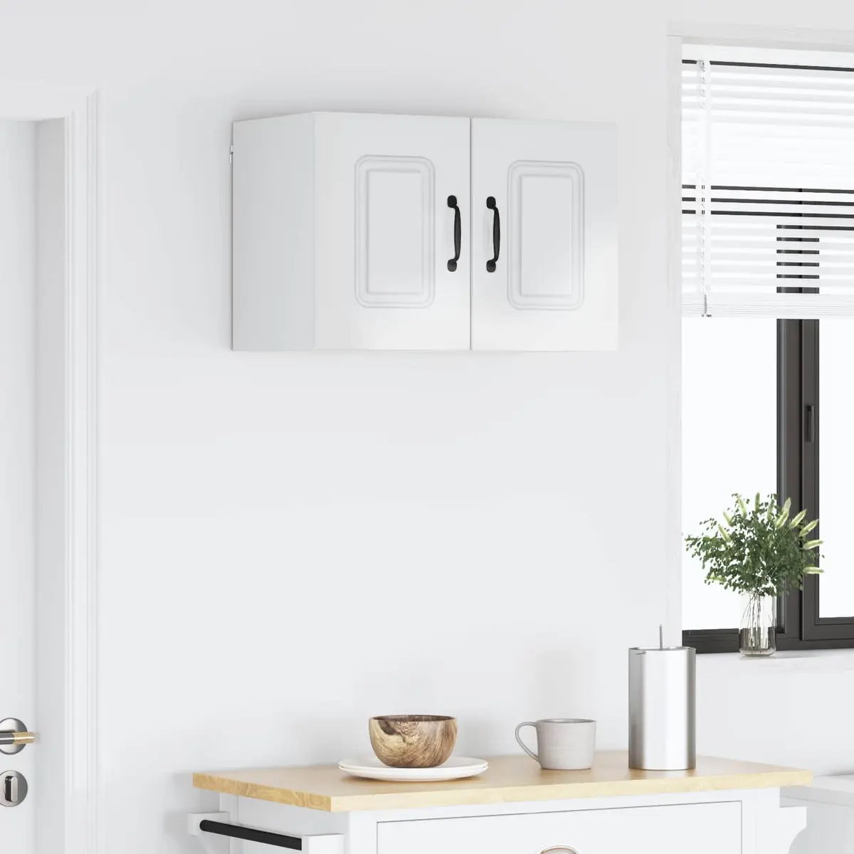 High Gloss White Engineered Wood Kitchen Cabinet