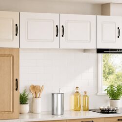 Sturdy White Engineered Wood Kitchen Cabinet for Storage