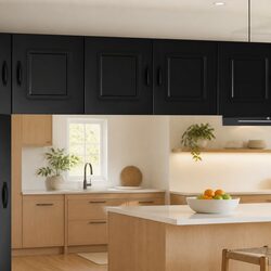 Durable Black Engineered Wood Kitchen Cabinet