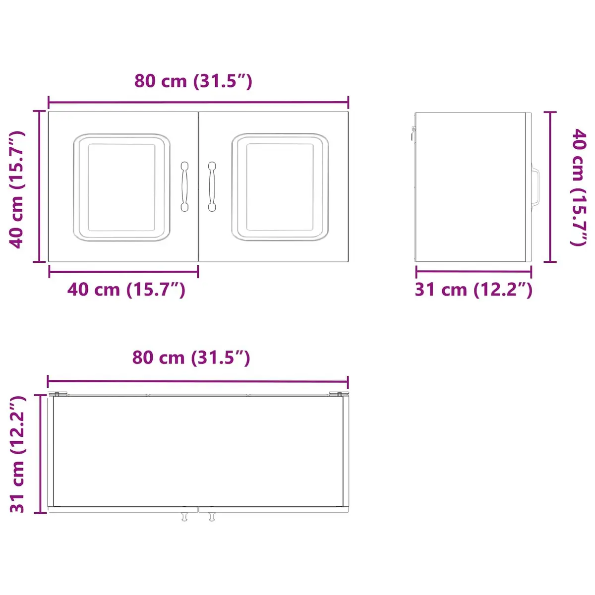 High Gloss White Kitchen Dishwasher Panel Storage Cabinet 80x31x40cm