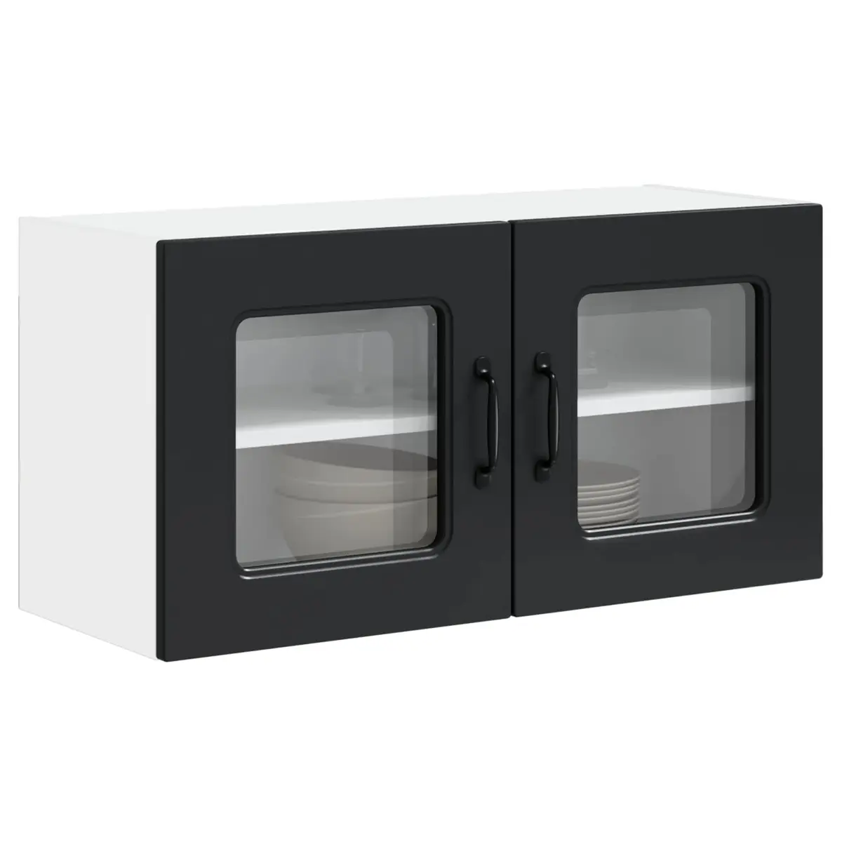Engineered Wood Black Kitchen Cabinet with Dishwasher Panel