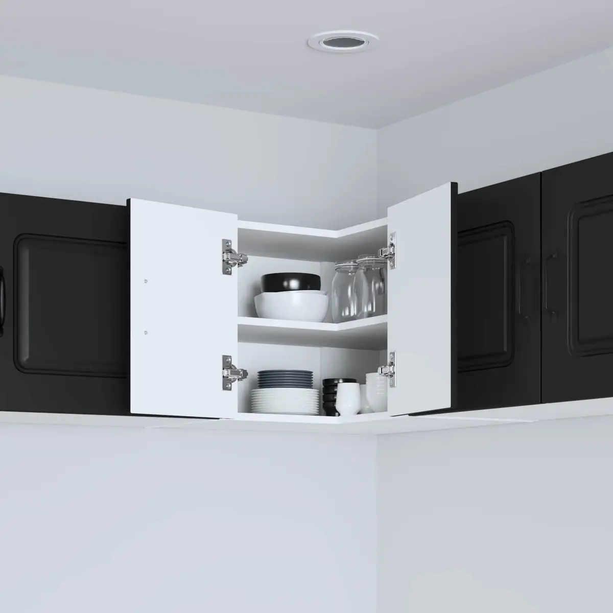 Black Engineered Wood Kitchen Cabinet 57x57x40cm