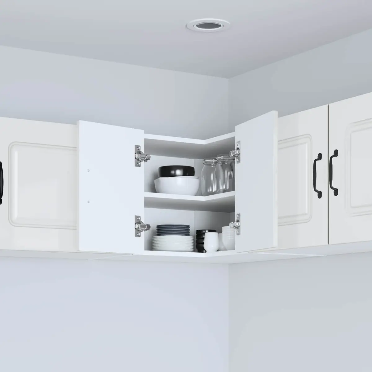 High Gloss White Kitchen Cabinet with Engineered Wood