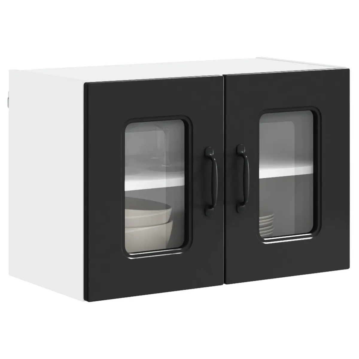 Engineered Wood Black Kitchen Cabinet with Storage