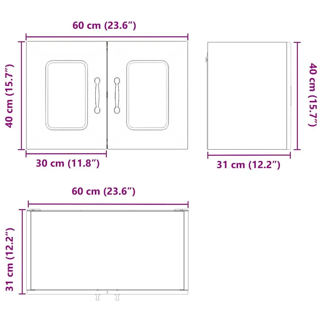 Black Engineered Wood Kitchen Cabinet Panel 60x31x40 cm