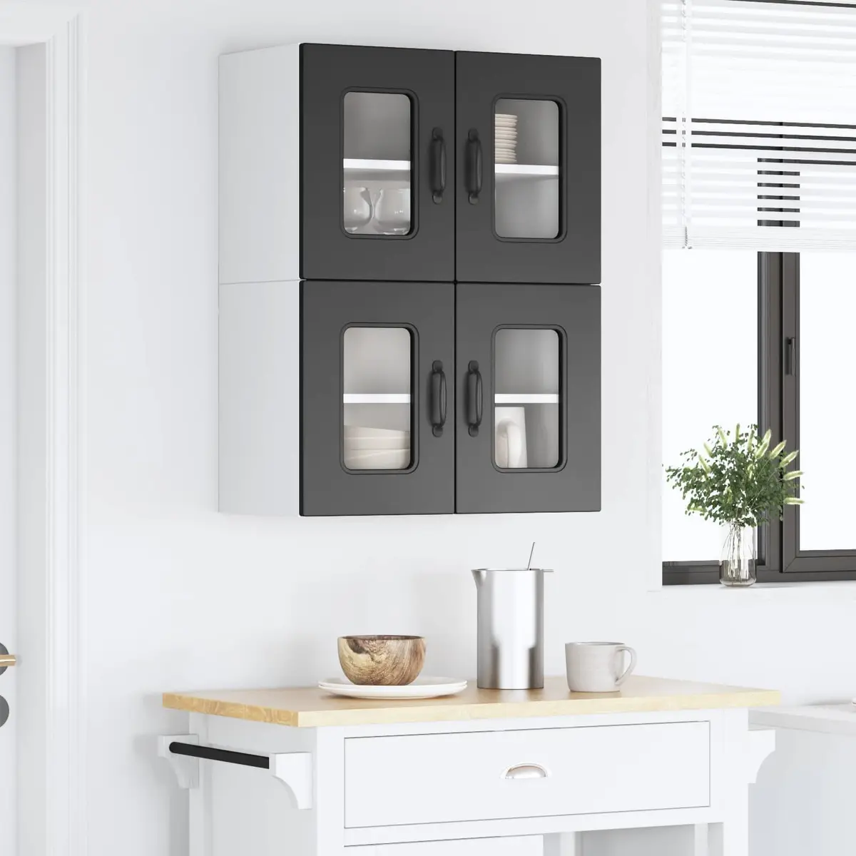 Black Engineered Wood Kitchen Cabinet Panel 60x31x40 cm