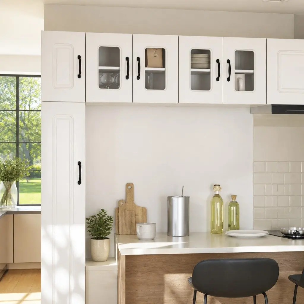 High Gloss White Engineered Wood Kitchen Cabinet