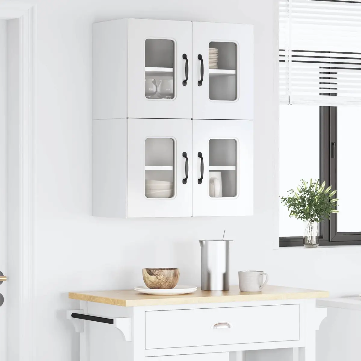 High Gloss White Engineered Wood Kitchen Cabinet