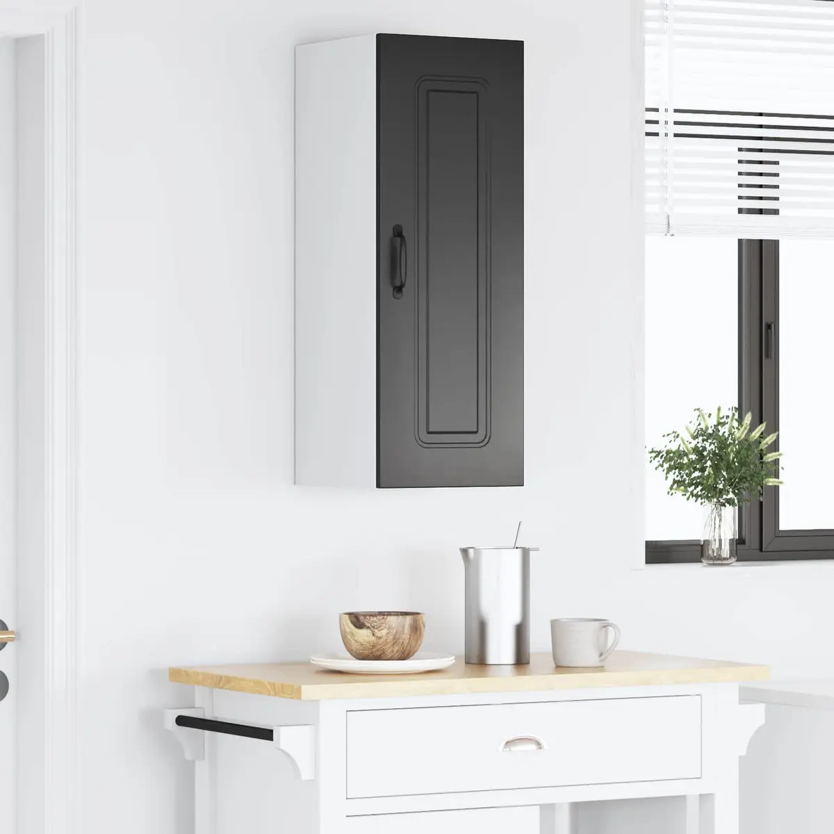 Black Engineered Wood Kitchen Cabinet 30x31x80cm