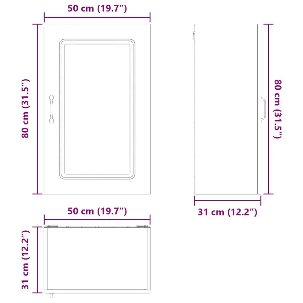High Gloss White Kitchen Cabinet with Storage Space 50x31x80cm