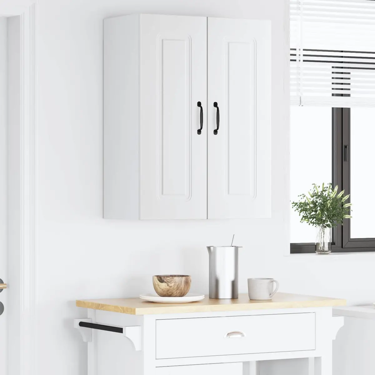 Engineered Wood White Kitchen Cabinet with Ample Storage
