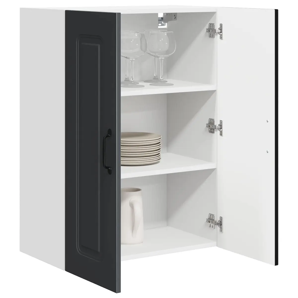 Black Engineered Wood Kitchen Cabinet with Storage