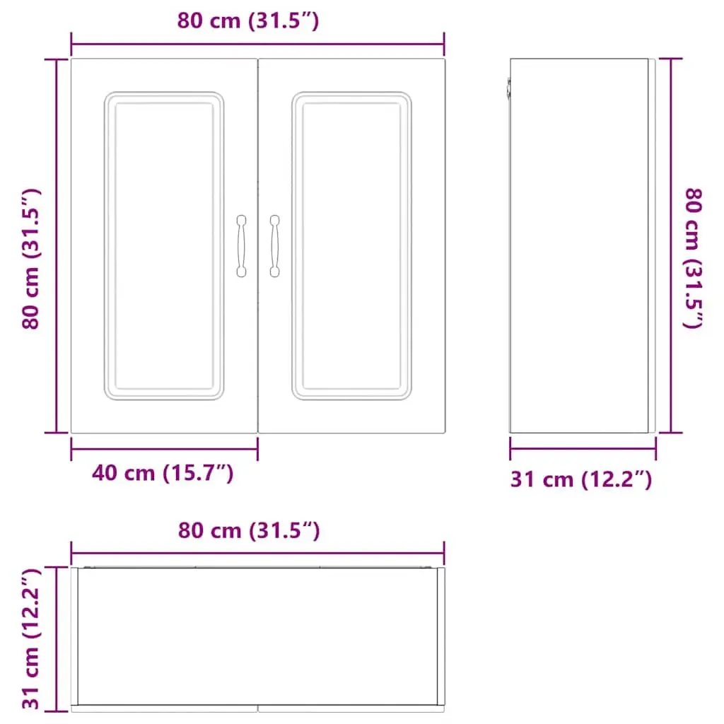 Dishwasher Parts Engineered Wood Kitchen Cabinet 80x31x80cm High Gloss White