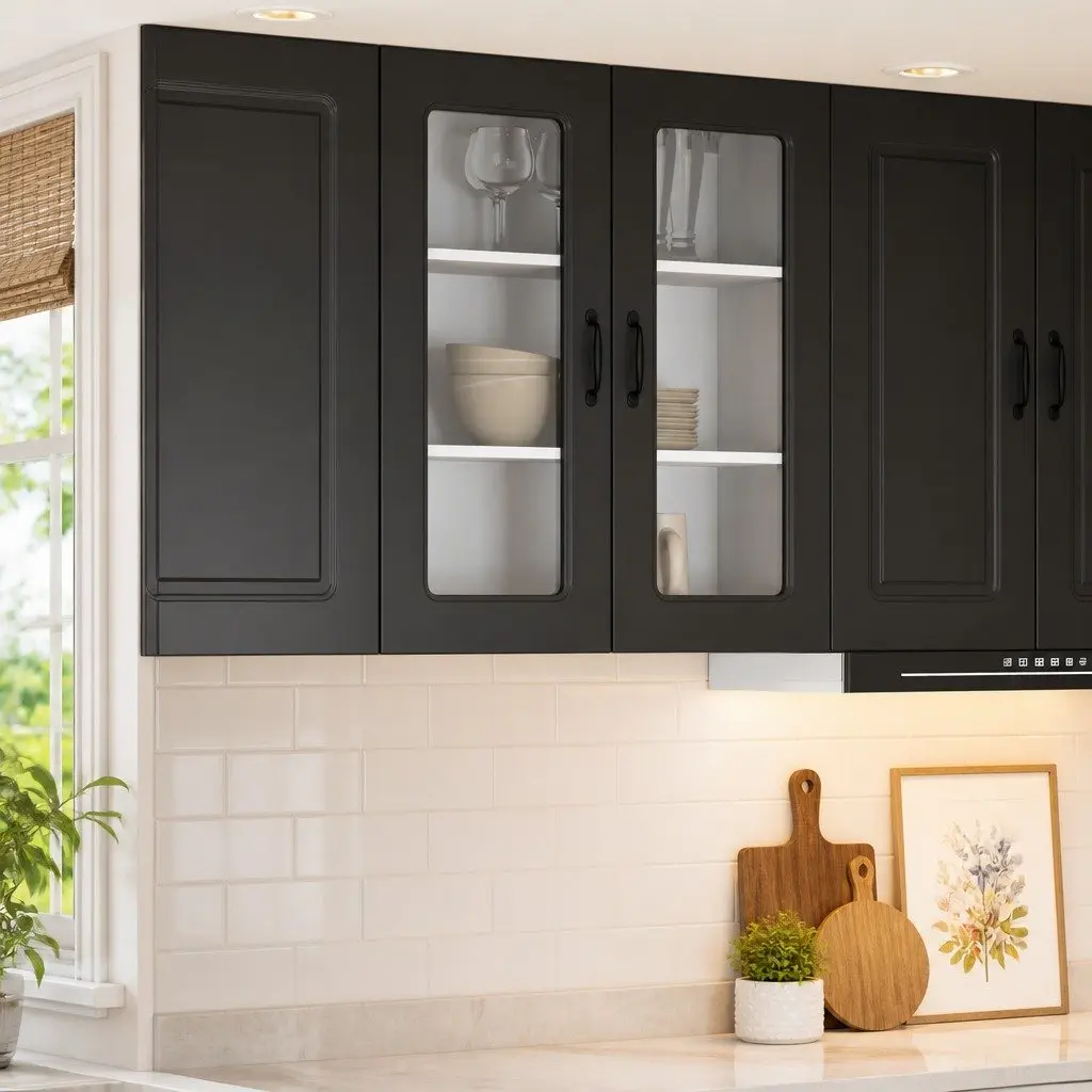 Black Engineered Wood Kitchen Cabinet Panel 80x31x80cm