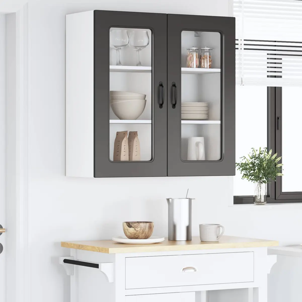Black Engineered Wood Kitchen Cabinet Panel 80x31x80cm