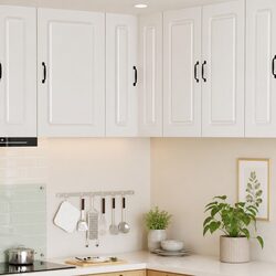 Durable White Engineered Wood Kitchen Cabinet for Storage