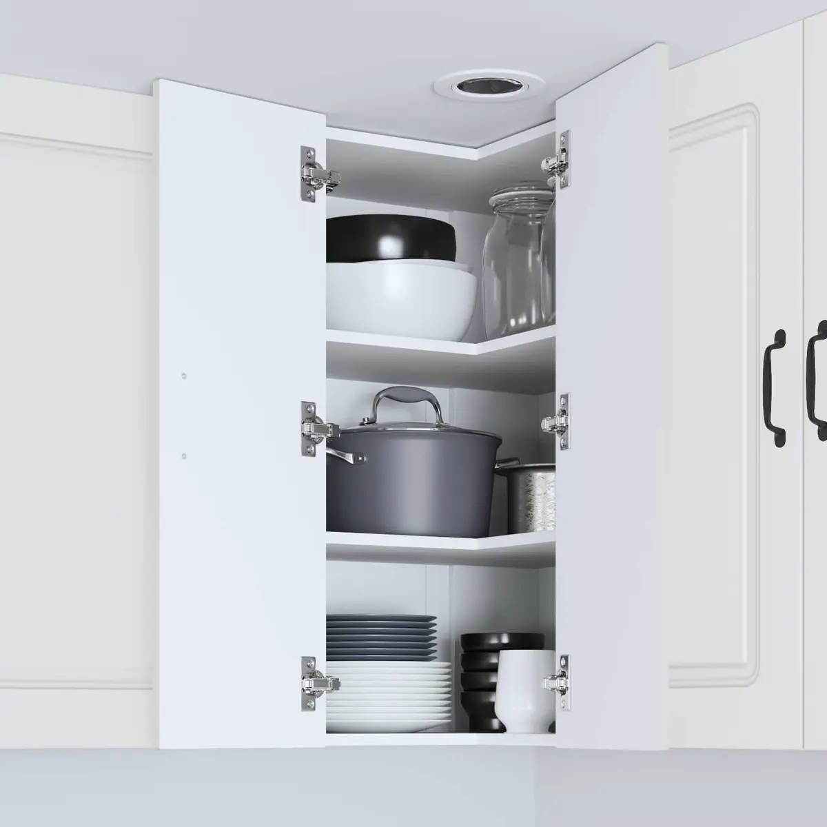 White Engineered Wood Kitchen Cabinet for Storage