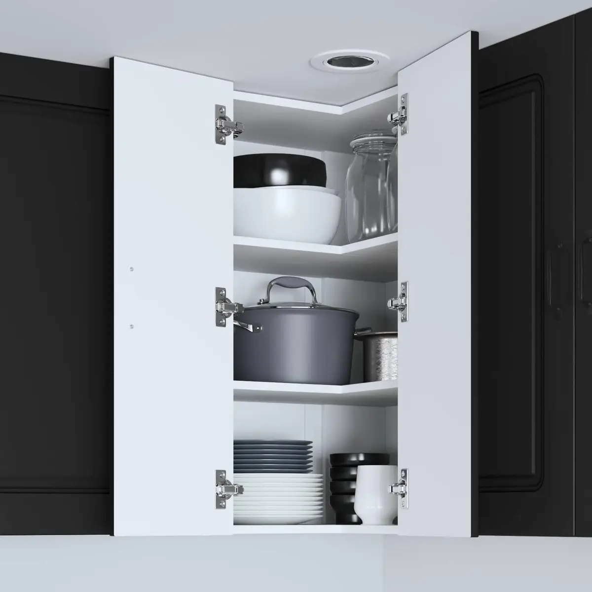 Black Engineered Wood Kitchen Cabinet Storage