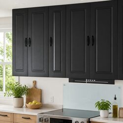 Premium Black Engineered Wood Kitchen Storage Cabinet