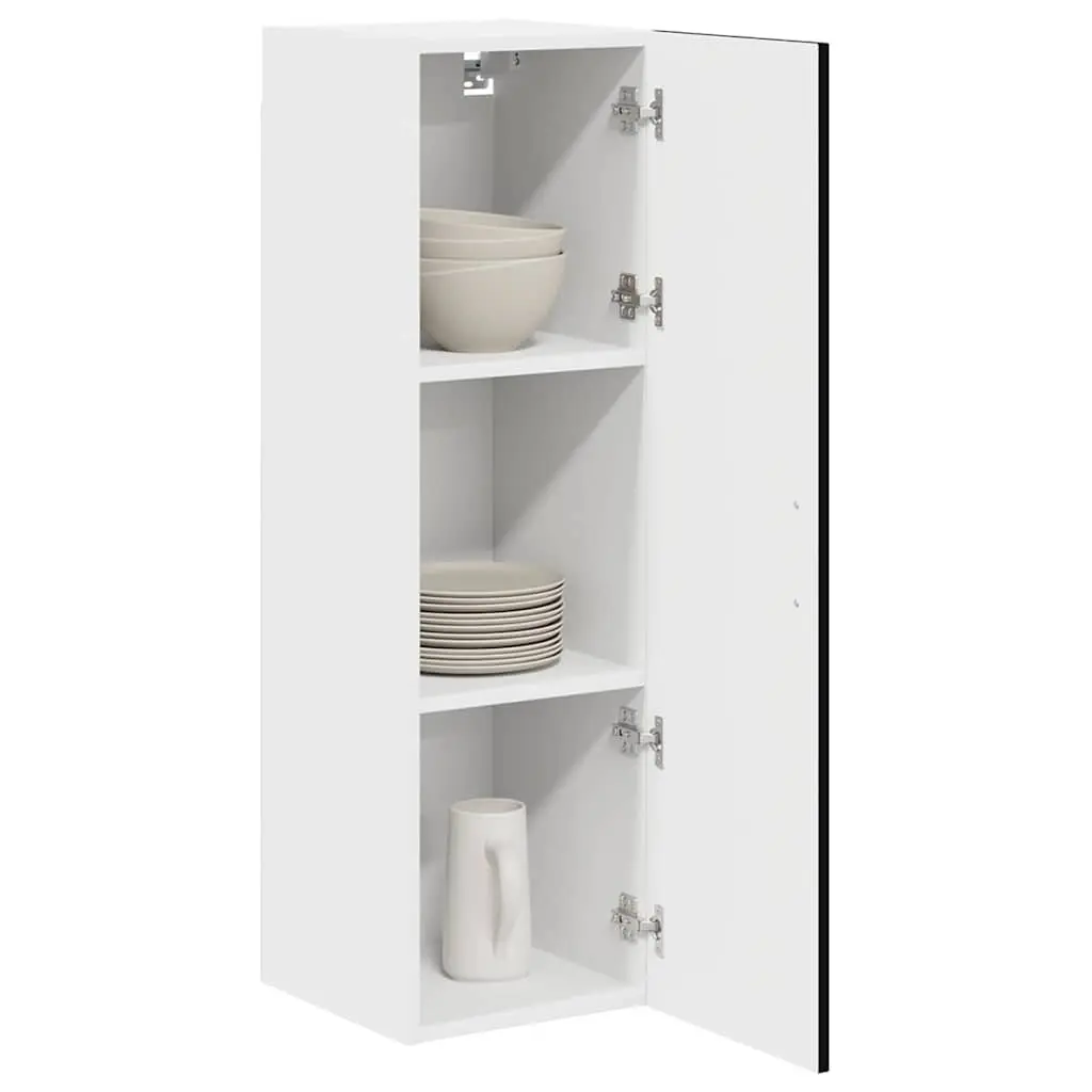 Black Engineered Wood Kitchen Storage Cabinet