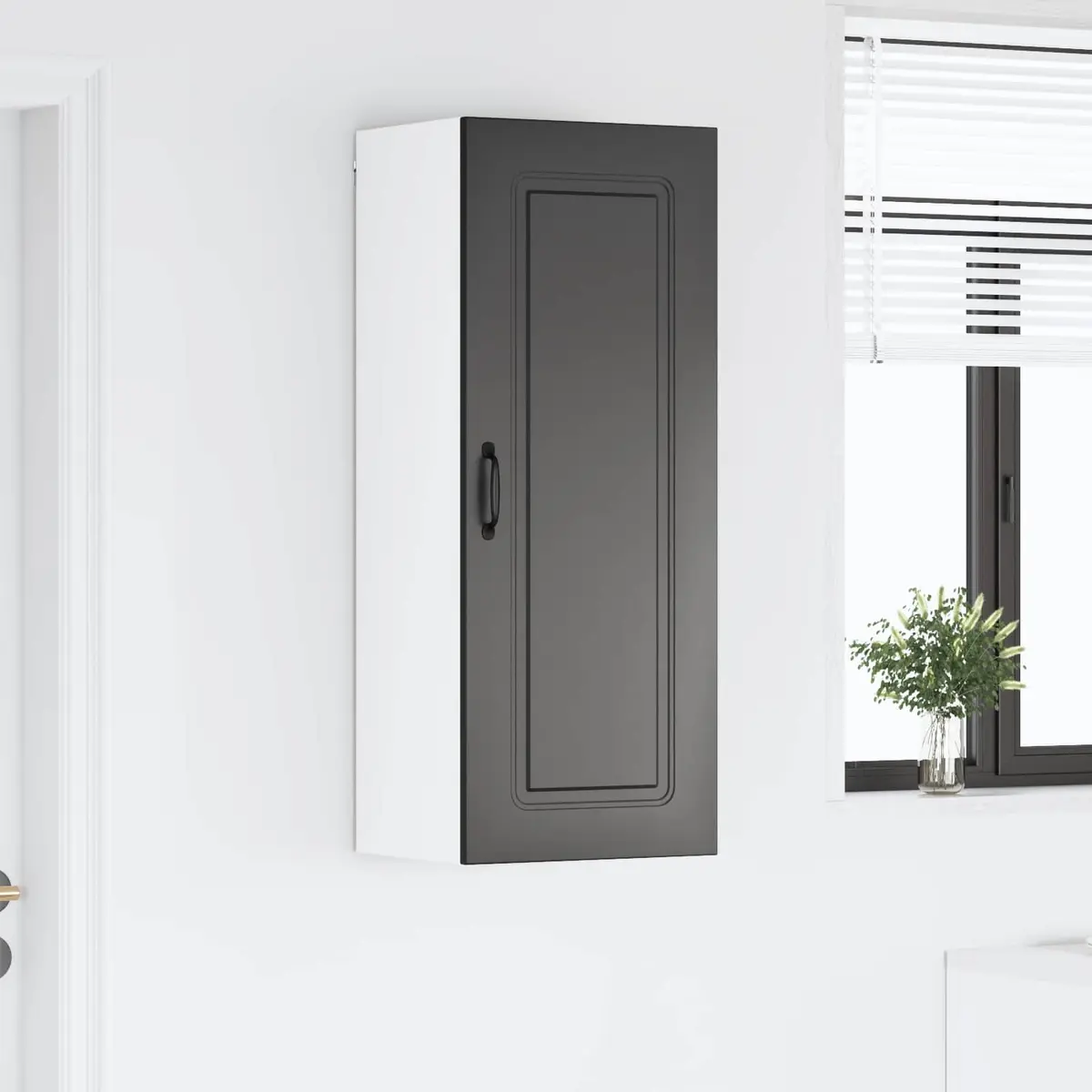 Black Engineered Wood Kitchen Cabinet for Storage