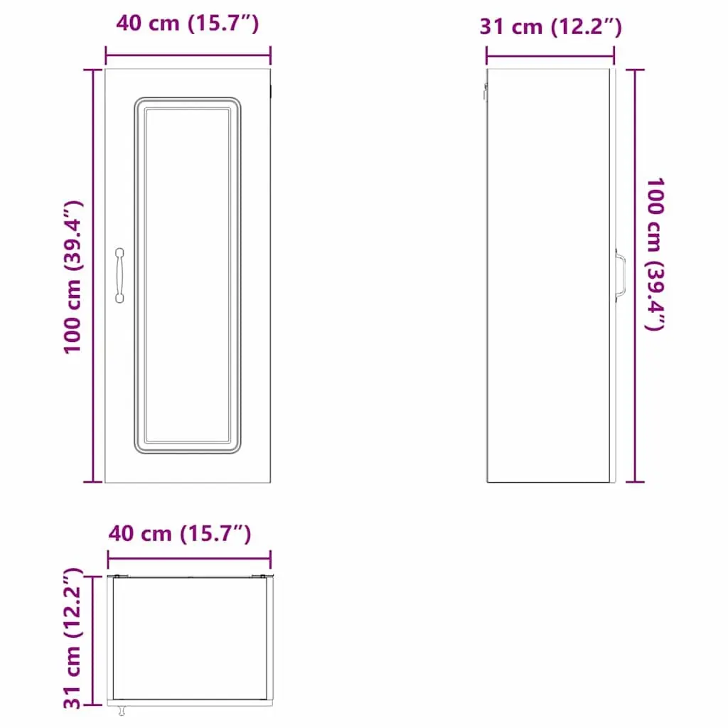 High Gloss White Engineered Wood Kitchen Cabinet 40x31x100cm