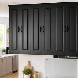 Durable Black Engineered Wood Kitchen Storage Cabinet