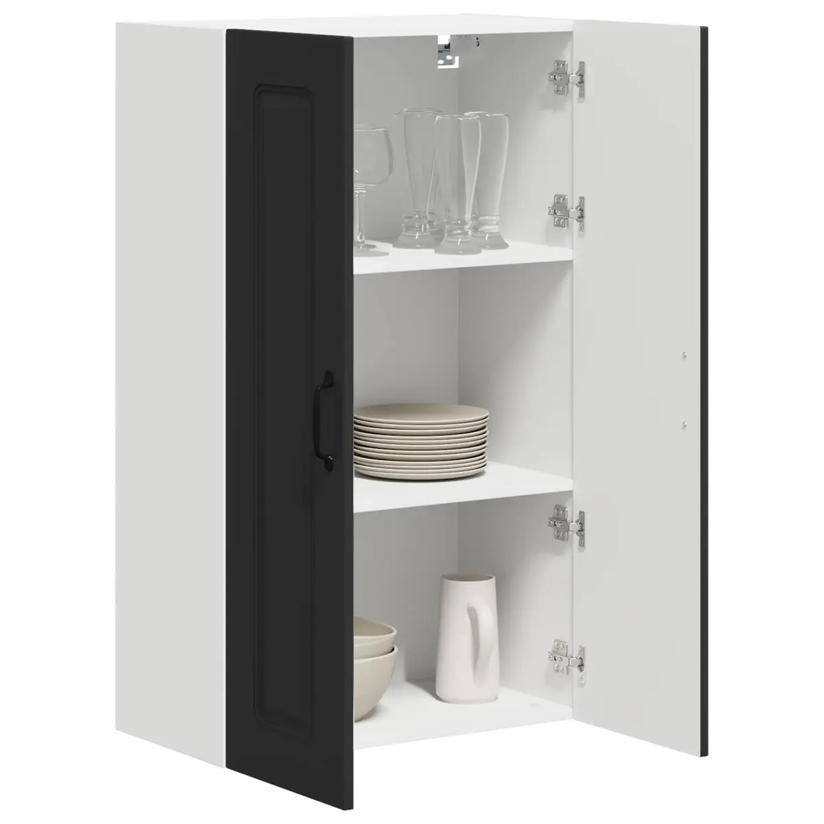 Black Engineered Wood Kitchen Storage Cabinet